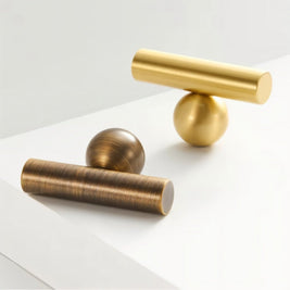 Premium Brass Cabinet Knobs & Drawer Pulls, Modern Kitchen & Wardrobe Hardware, Brass & Bronze Finish, Set of 2, 0.7-7.5in