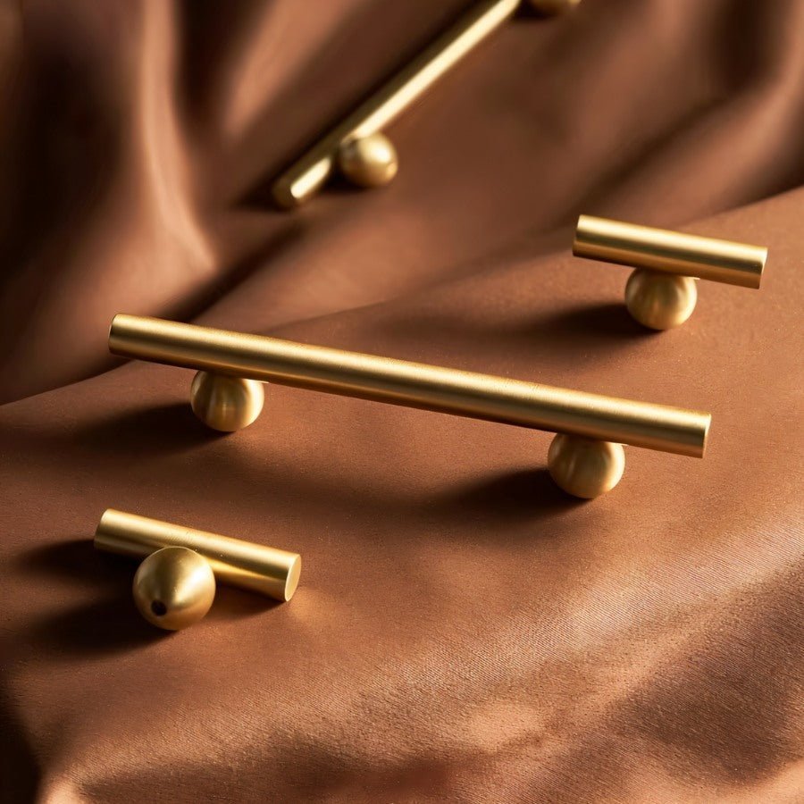 Premium Brass Cabinet Knobs & Drawer Pulls, Modern Kitchen & Wardrobe Hardware, Brass & Bronze Finish, Set of 2, 0.7-7.5in