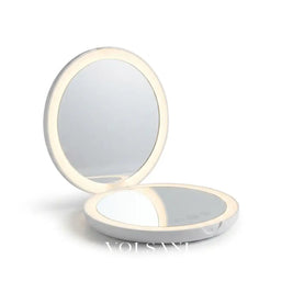 Lighted Compact Mirror with 2X Magnification Pocket Travel & Handbag Mirror Dimmable LED USB Rechargeable - Decor >