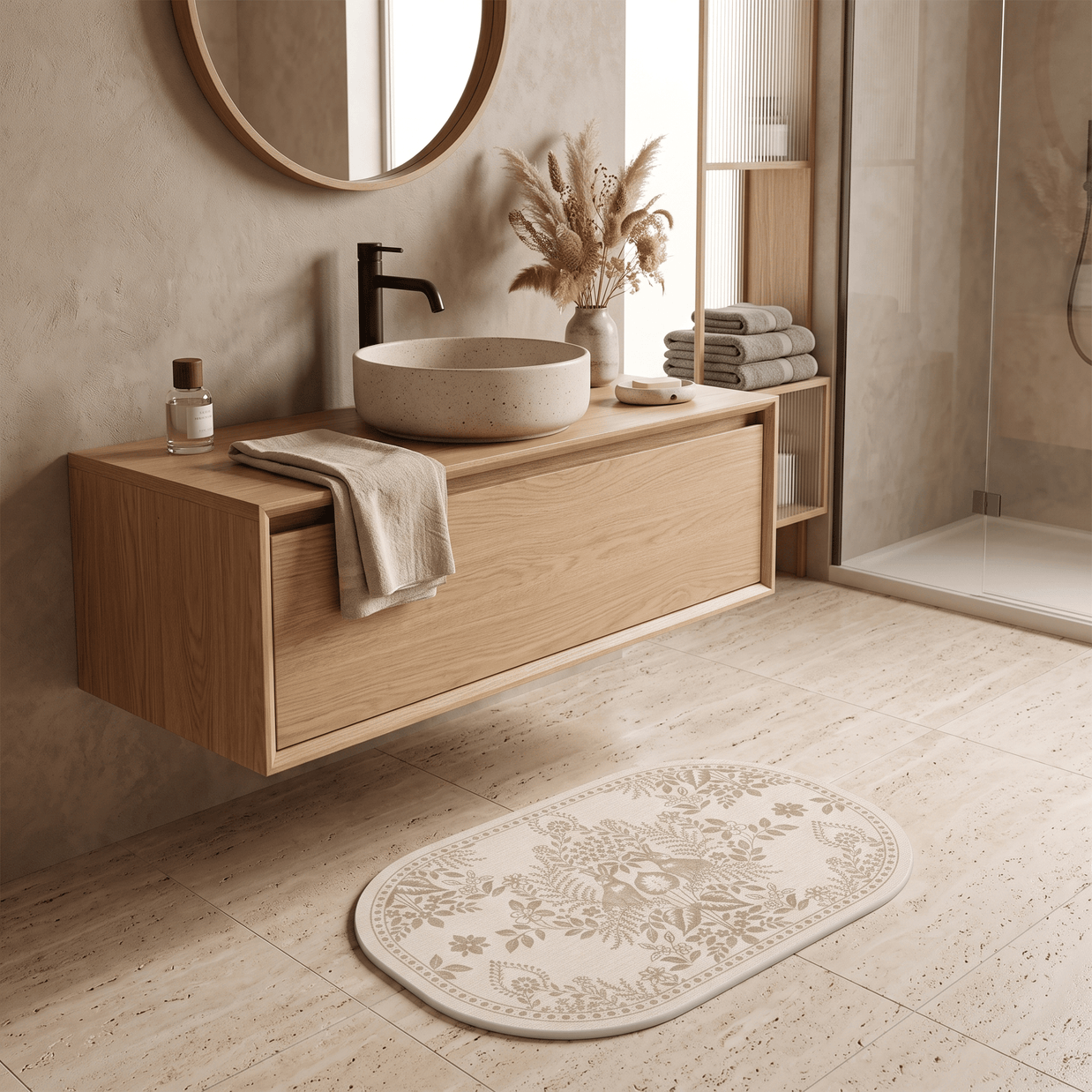 LOES: Sneldrogende Absorberende Badmat – Vintage Ruit - Volsani