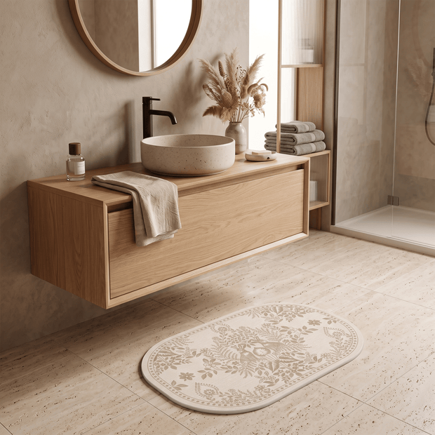 LOES: Sneldrogende Absorberende Badmat – Vintage Ruit - Volsani