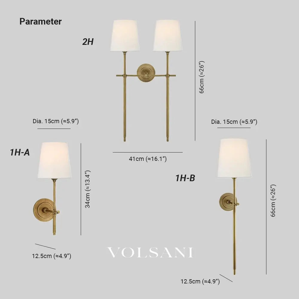 LOTTE: Wandlamp met Stoffen Kap (Messing) - Volsani