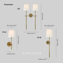 LOTTE: Wandlamp met Stoffen Kap (Messing) - Volsani