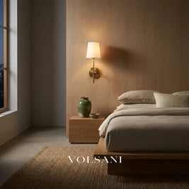 LOTTE: Wandlamp met Stoffen Kap (Messing) - Volsani