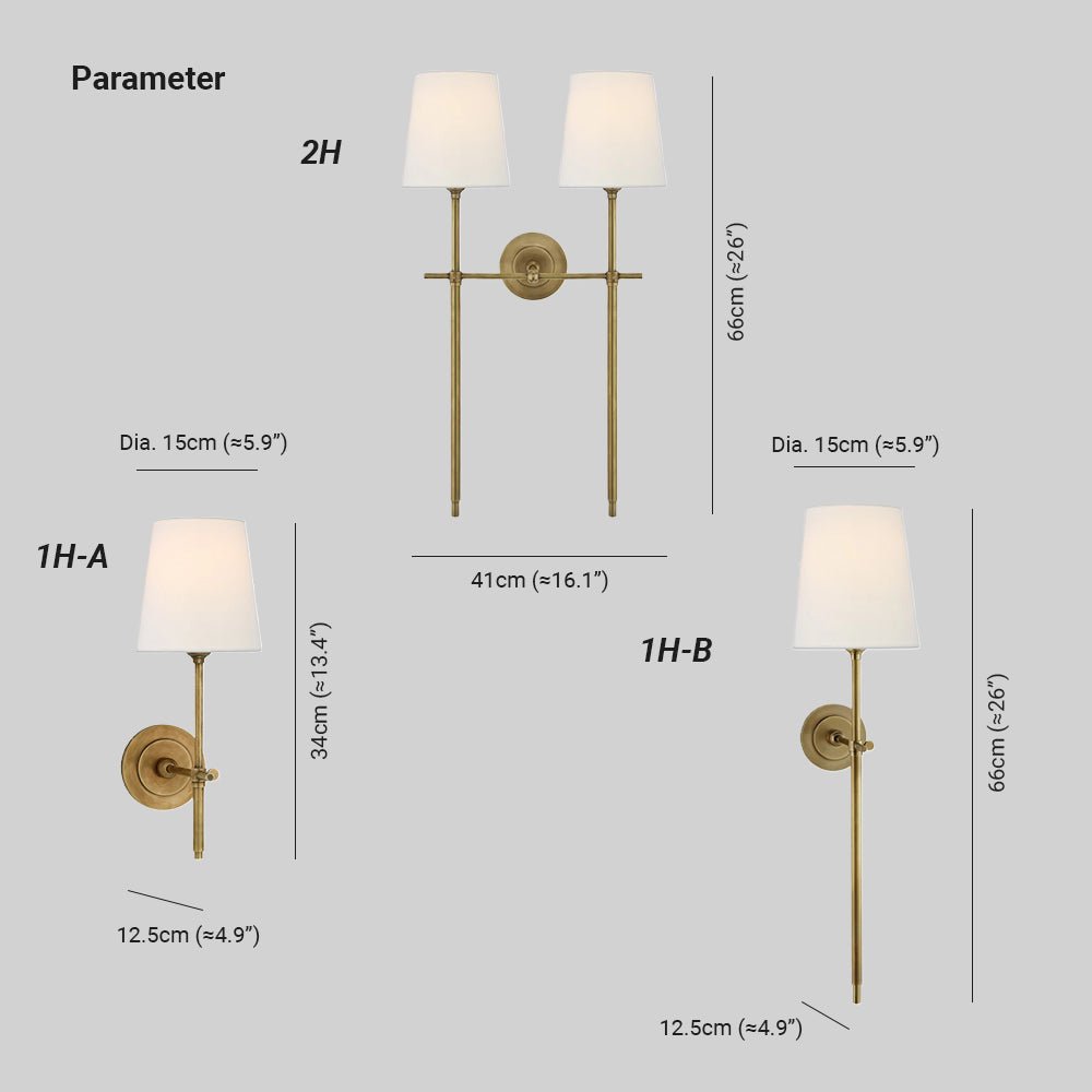 LOTTE: Wandlamp met Stoffen Kap (Messing) - Volsani