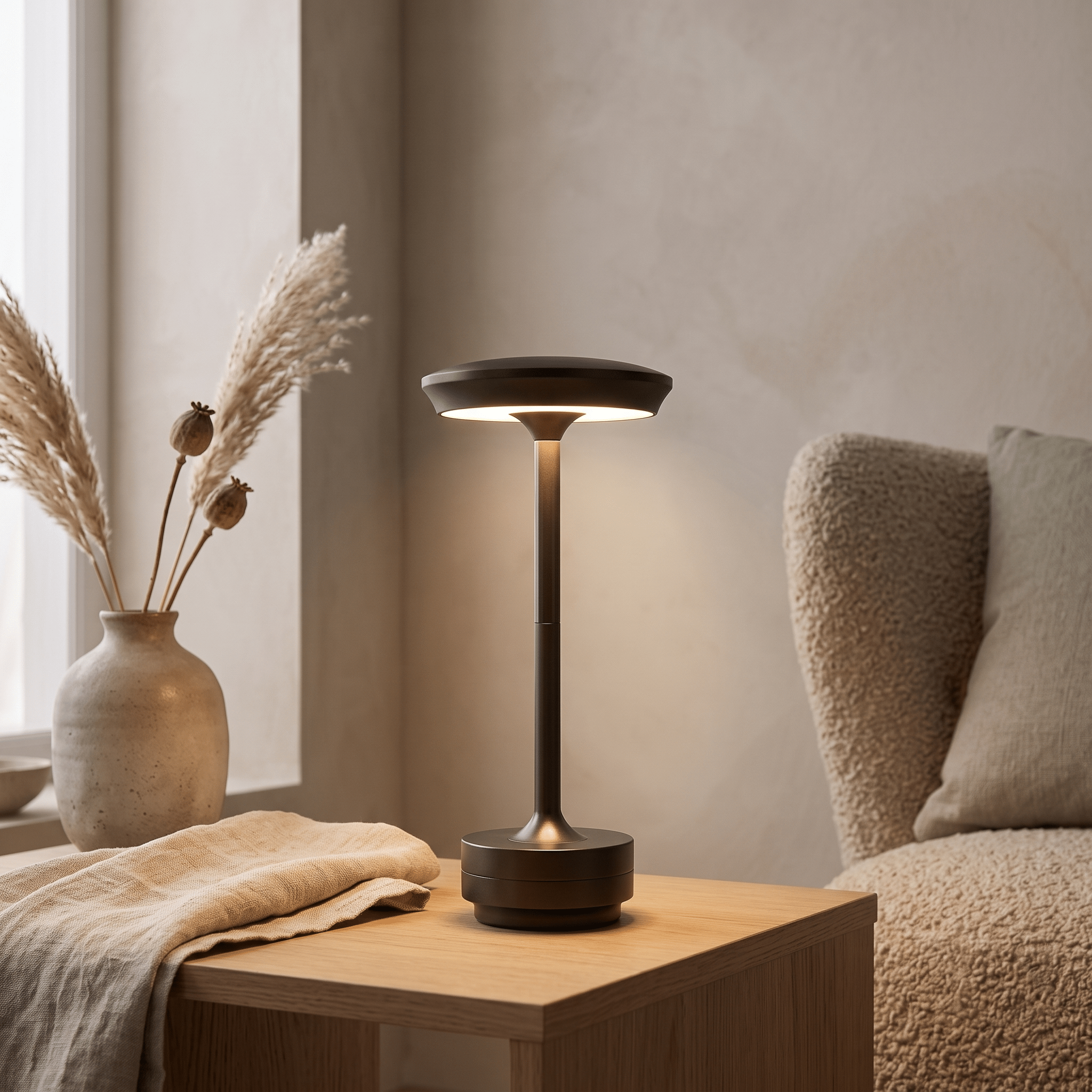 LUNA: Draadloze Tafellamp – Oplaadbaar met Touchdimmer - Volsani