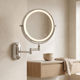 LYNN: Oplaadbare LED Wandspiegel – Vergrotend & 360° Draaibaar - Volsani