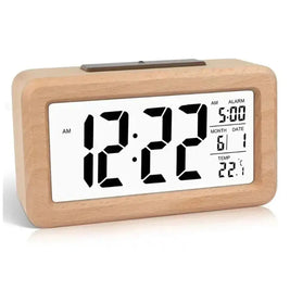 MAARTJE: Digitale Wekker met Houtlook – Thermometer & Kalender - Volsani