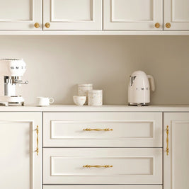 Curved Brass Cabinet Knobs & Drawer Pulls, Classic Kitchen & Wardrobe Hardware, Satin Brass & Bronze Finish, Set of 2, 1.2-7.6in