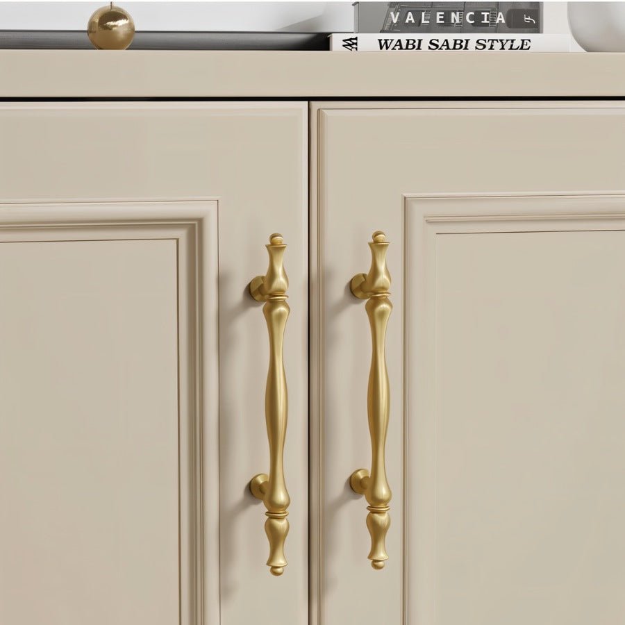 Curved Brass Cabinet Knobs & Drawer Pulls, Classic Kitchen & Wardrobe Hardware, Satin Brass & Bronze Finish, Set of 2, 1.2-7.6in