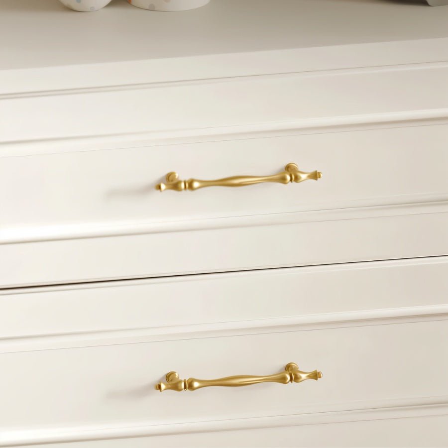 Curved Brass Cabinet Knobs & Drawer Pulls, Classic Kitchen & Wardrobe Hardware, Satin Brass & Bronze Finish, Set of 2, 1.2-7.6in