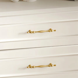 Curved Brass Cabinet Knobs & Drawer Pulls, Classic Kitchen & Wardrobe Hardware, Satin Brass & Bronze Finish, Set of 2, 1.2-7.6in