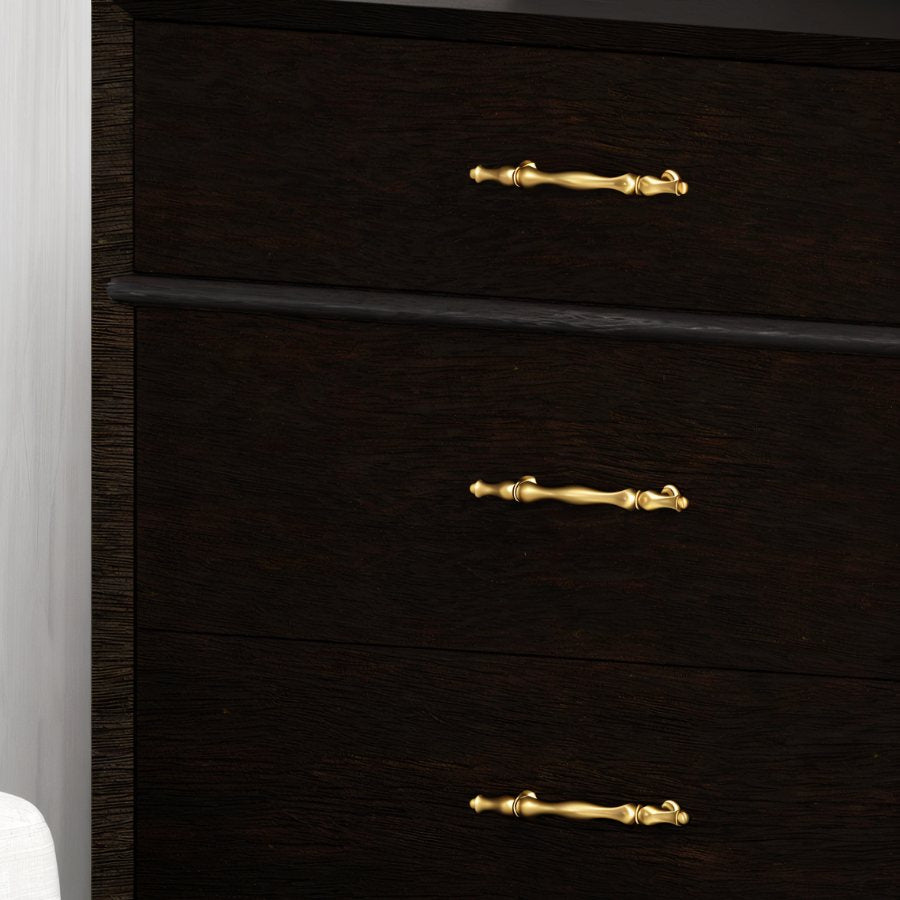 Curved Brass Cabinet Knobs & Drawer Pulls, Classic Kitchen & Wardrobe Hardware, Satin Brass & Bronze Finish, Set of 2, 1.2-7.6in