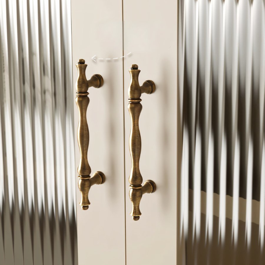 Curved Brass Cabinet Knobs & Drawer Pulls, Classic Kitchen & Wardrobe Hardware, Satin Brass & Bronze Finish, Set of 2, 1.2-7.6in