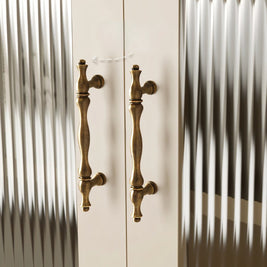 Curved Brass Cabinet Knobs & Drawer Pulls, Classic Kitchen & Wardrobe Hardware, Satin Brass & Bronze Finish, Set of 2, 1.2-7.6in