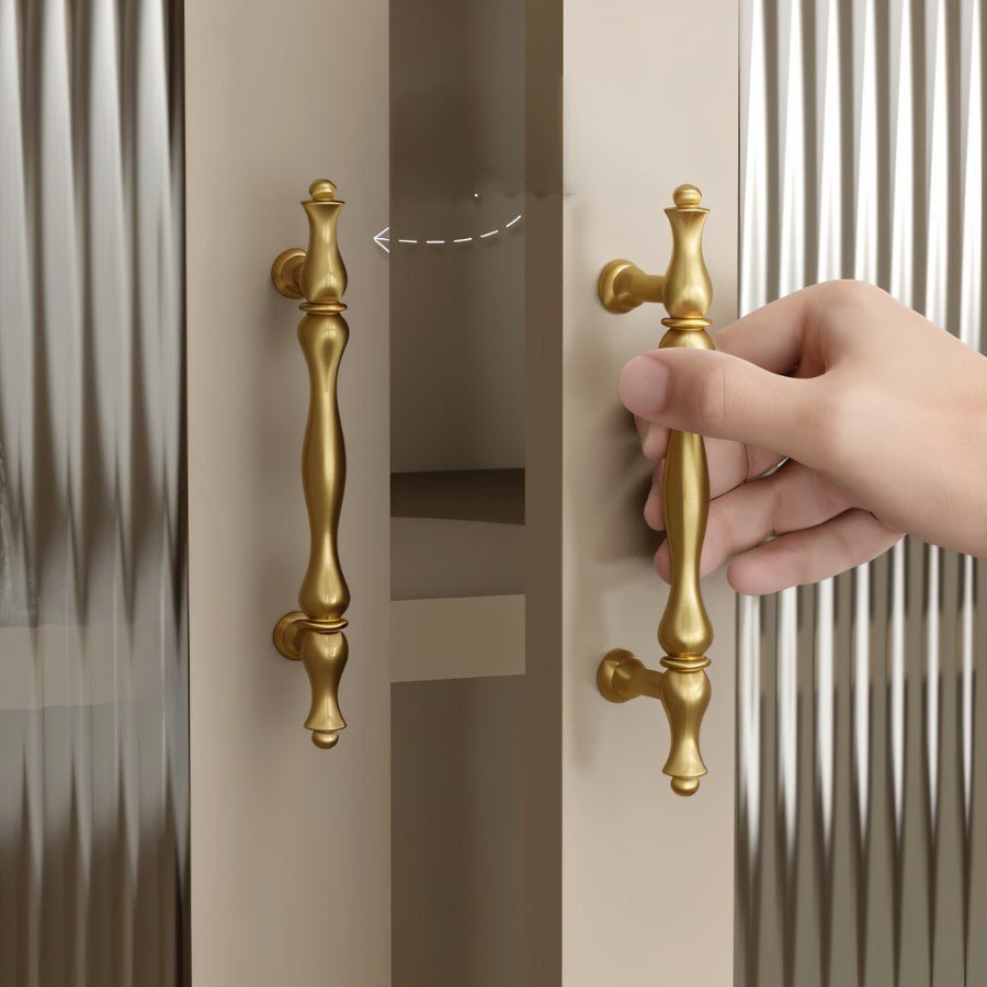 Curved Brass Cabinet Knobs & Drawer Pulls, Classic Kitchen & Wardrobe Hardware, Satin Brass & Bronze Finish, Set of 2, 1.2-7.6in