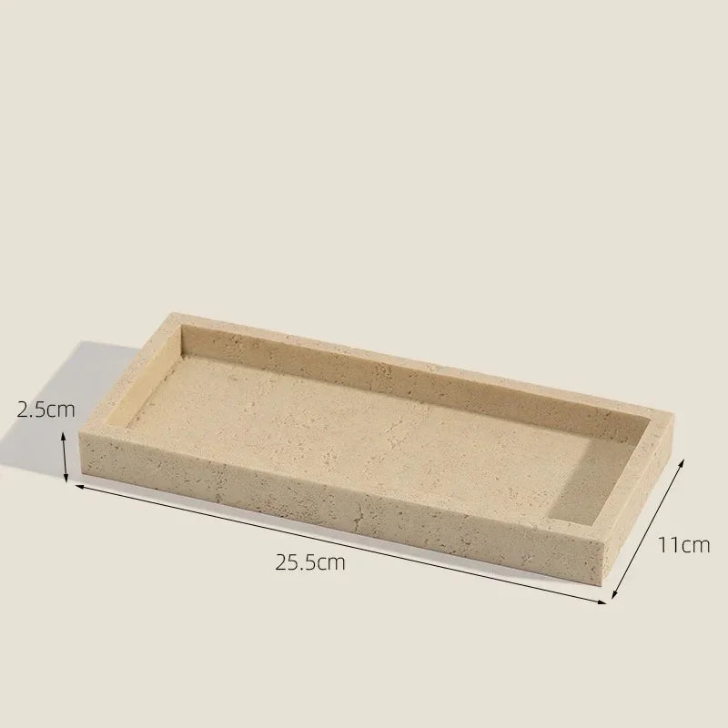 Bathroom Vanity Tray Set, Sandstone Organizer with Cup & Soap Dispenser