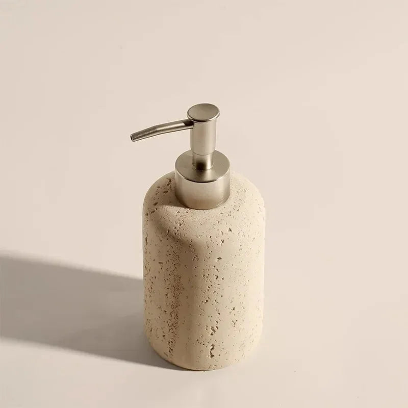 Bathroom Vanity Tray Set, Sandstone Organizer with Cup & Soap Dispenser