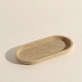 Bathroom Vanity Tray Set, Sandstone Organizer with Cup & Soap Dispenser