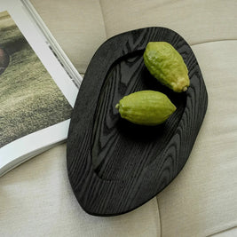 Wooden Serving Tray, Rustic Vintage Wood Fruit & Dessert Tray, 13.8-17.7in