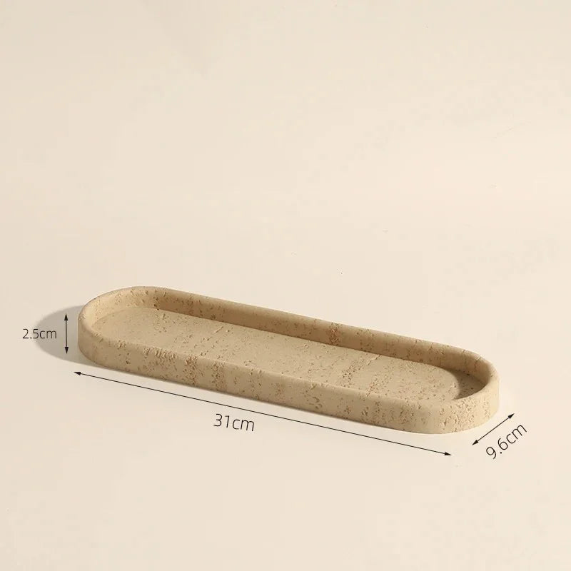Bathroom Vanity Tray Set, Sandstone Organizer with Cup & Soap Dispenser
