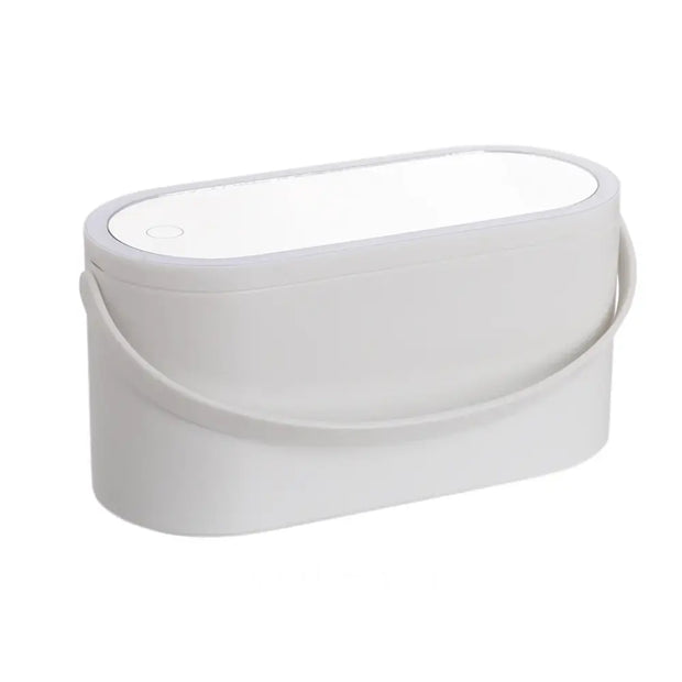 Makeup Organizer with Detachable LED Mirror Portable Vanity & Travel Case Dimmable Light 2 Colors 9.2in - White - Decor