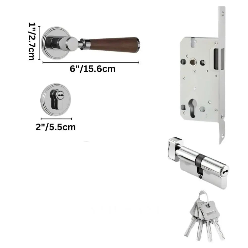 Manus Handle and Lock - L6’’(15.6cm) x H1’’(2.7cm) / Magnetic - With Mortice Lock & Keys / Silver