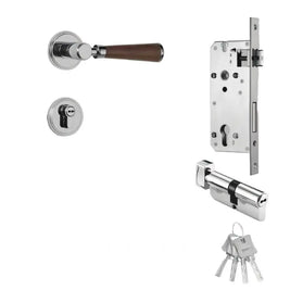 Manus Handle and Lock - L6’’(15.6cm) x H1’’(2.7cm) / Non Magnetic - With Mortice Lock & Keys / Silver