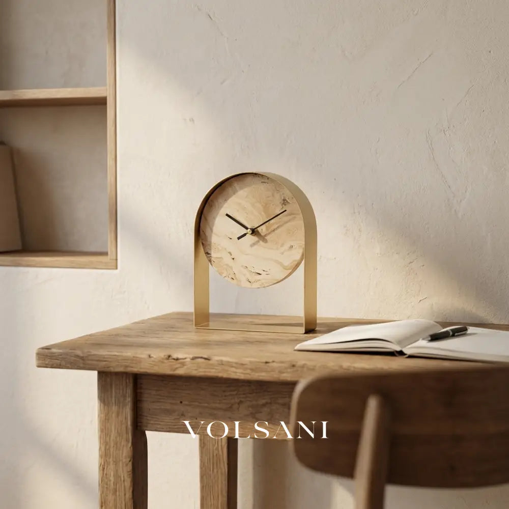 MARA marble desk clock on a study desk