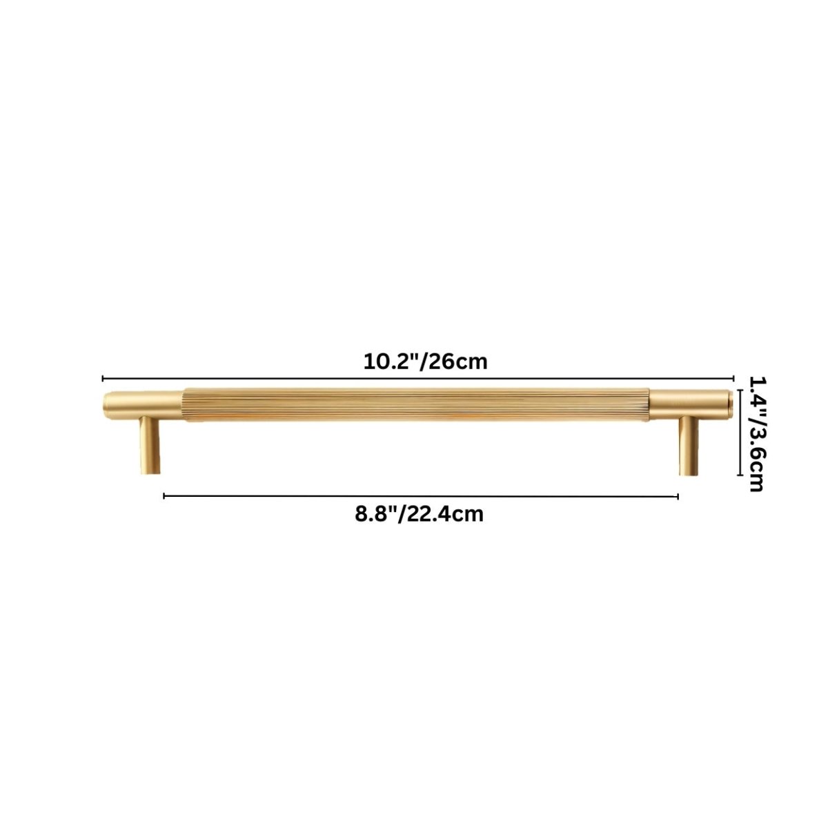 Knurled Brass Cabinet Knobs & Drawer Pulls, Modern Kitchen & Bathroom Hardware, Polished Finish, Set of 2 in 4 Colors, 2.1-8.8in