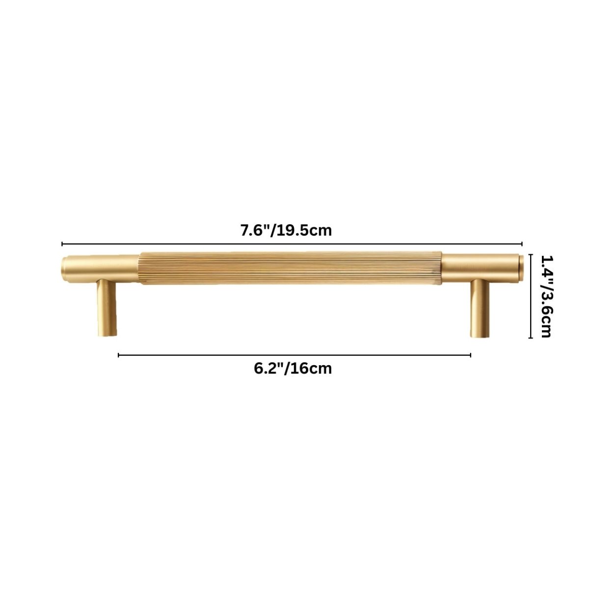 Knurled Brass Cabinet Knobs & Drawer Pulls, Modern Kitchen & Bathroom Hardware, Polished Finish, Set of 2 in 4 Colors, 2.1-8.8in