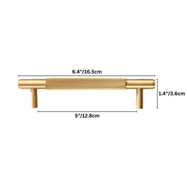Knurled Brass Cabinet Knobs & Drawer Pulls, Modern Kitchen & Bathroom Hardware, Polished Finish, Set of 2 in 4 Colors, 2.1-8.8in