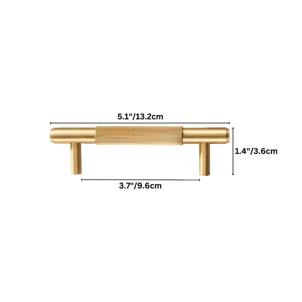 Knurled Brass Cabinet Knobs & Drawer Pulls, Modern Kitchen & Bathroom Hardware, Polished Finish, Set of 2 in 4 Colors, 2.1-8.8in