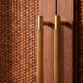 Knurled Brass Cabinet Knobs & Drawer Pulls, Modern Kitchen & Bathroom Hardware, Polished Finish, Set of 2 in 4 Colors, 2.1-8.8in