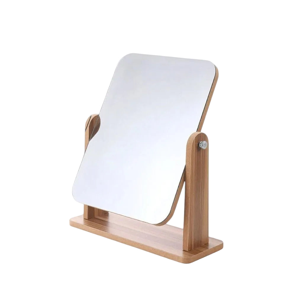 MEREL: Houten Make-upspiegel – 360° Draaibaar Tafelmodel - Volsani