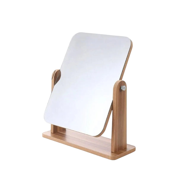 MEREL: Houten Make-upspiegel – 360° Draaibaar Tafelmodel - Volsani
