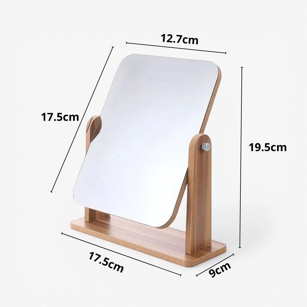 MEREL: Houten Make-upspiegel – 360° Draaibaar Tafelmodel - Volsani