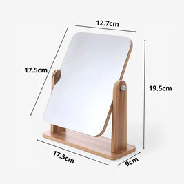 MEREL: Houten Make-upspiegel – 360° Draaibaar Tafelmodel - Volsani
