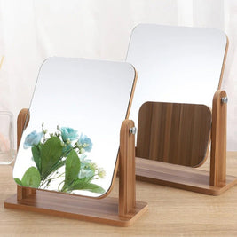 MEREL: Houten Make-upspiegel – 360° Draaibaar Tafelmodel - Volsani