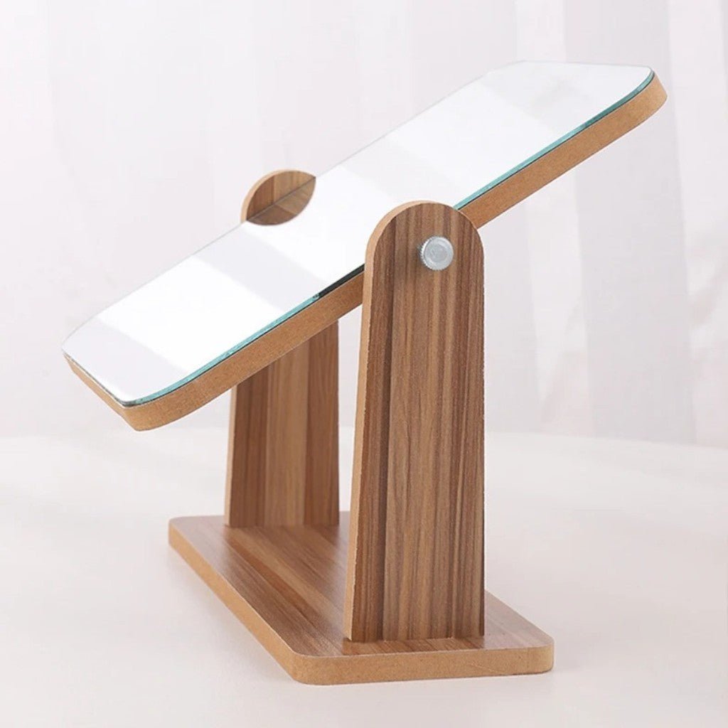 MEREL: Houten Make-upspiegel – 360° Draaibaar Tafelmodel - Volsani