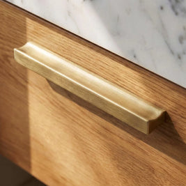 Brushed Brass Drawer Pull Bars, Minimalist Kitchen & Wardrobe Hardware, Geometric Bar Profile, Set of 2, 1.2-12.5in Hole Spacing