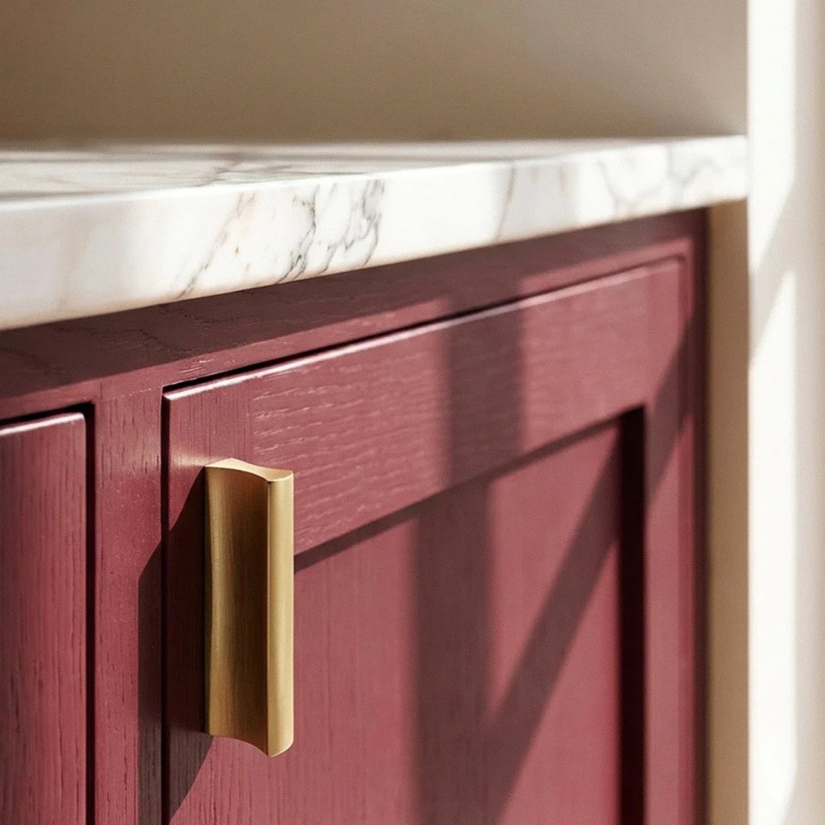 Brushed Brass Drawer Pull Bars, Minimalist Kitchen & Wardrobe Hardware, Geometric Bar Profile, Set of 2, 1.2-12.5in Hole Spacing