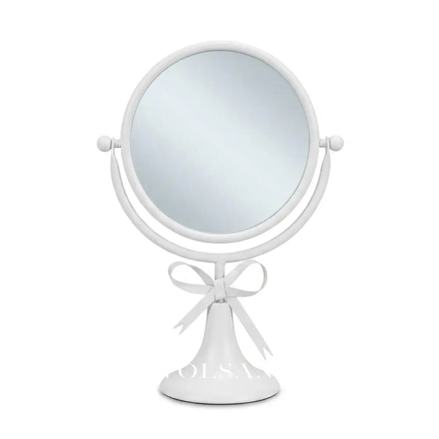 NOVA bow vanity mirror in white on white background