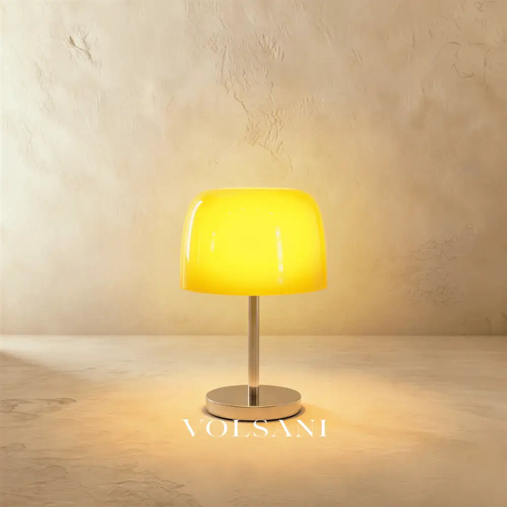 Mid Century Modern Table Lamp Glass & Chrome Bauhaus Bedside & Desk Lamp USB Powered 5 Colors 13in - Lighting > Table