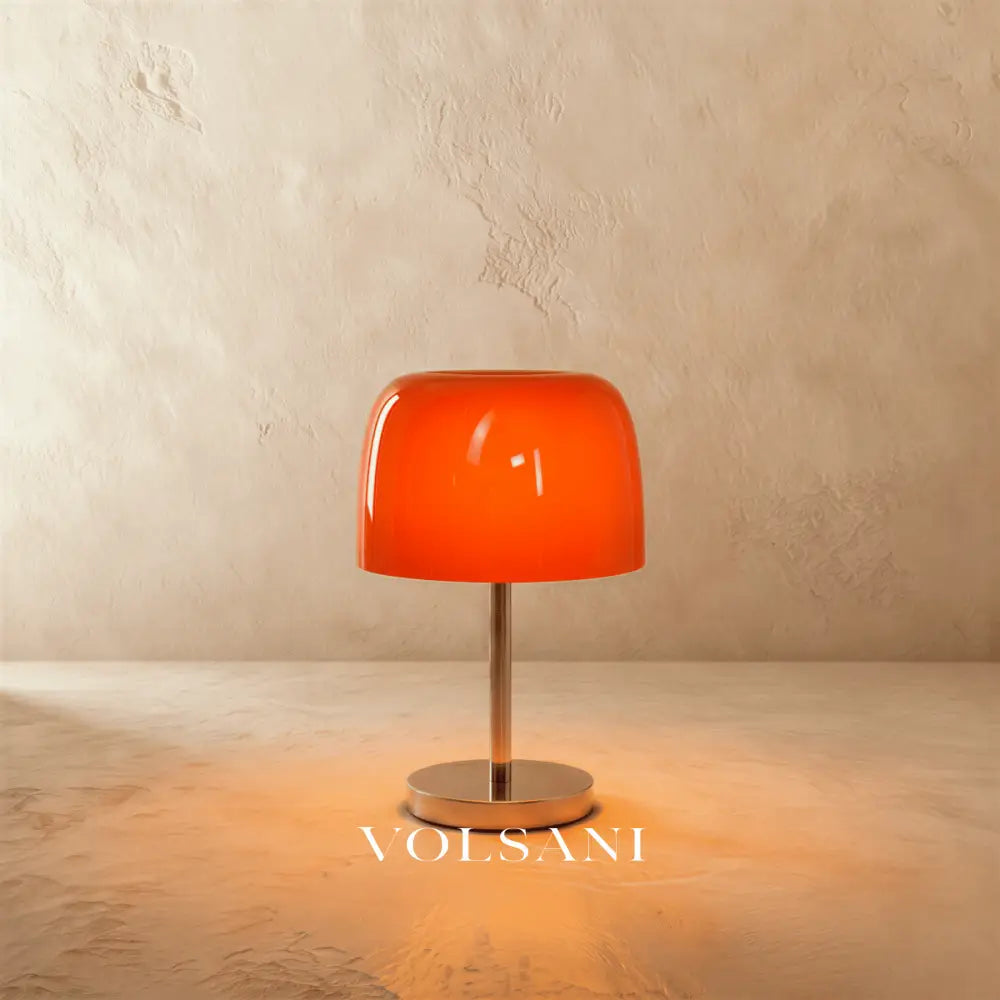 Mid Century Modern Table Lamp Glass & Chrome Bauhaus Bedside & Desk Lamp USB Powered 5 Colors 13in - Lighting > Table