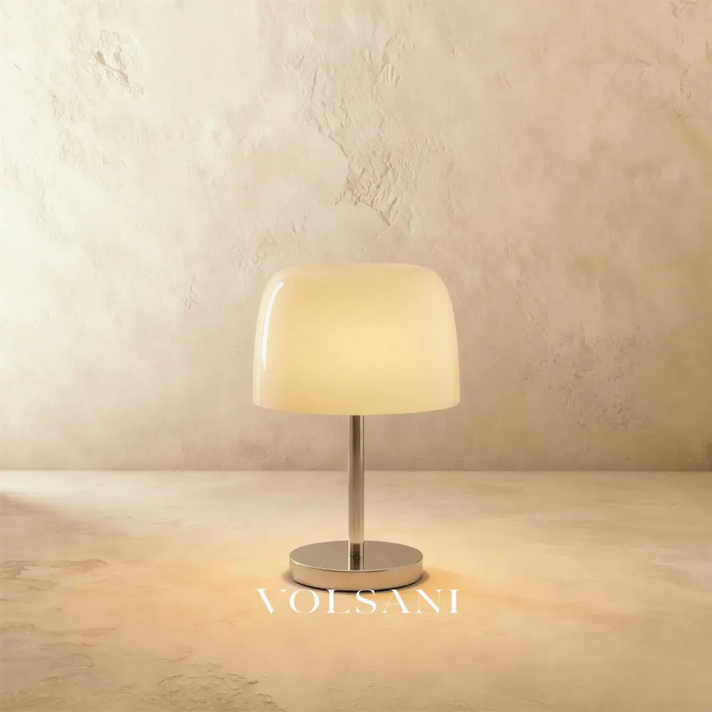 Mid Century Modern Table Lamp Glass & Chrome Bauhaus Bedside & Desk Lamp USB Powered 5 Colors 13in - Lighting > Table
