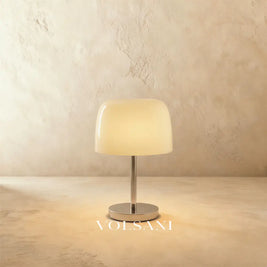Mid Century Modern Table Lamp Glass & Chrome Bauhaus Bedside & Desk Lamp USB Powered 5 Colors 13in - Lighting > Table