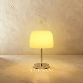 Mid Century Modern Table Lamp Glass & Chrome Bauhaus Bedside & Desk Lamp USB Powered 5 Colors 13in - Lighting > Table
