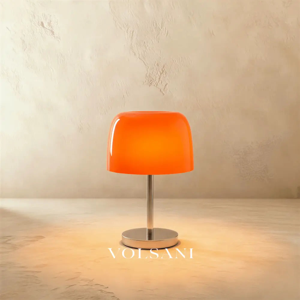 Mid Century Modern Table Lamp Glass & Chrome Bauhaus Bedside & Desk Lamp USB Powered 5 Colors 13in - Lighting > Table