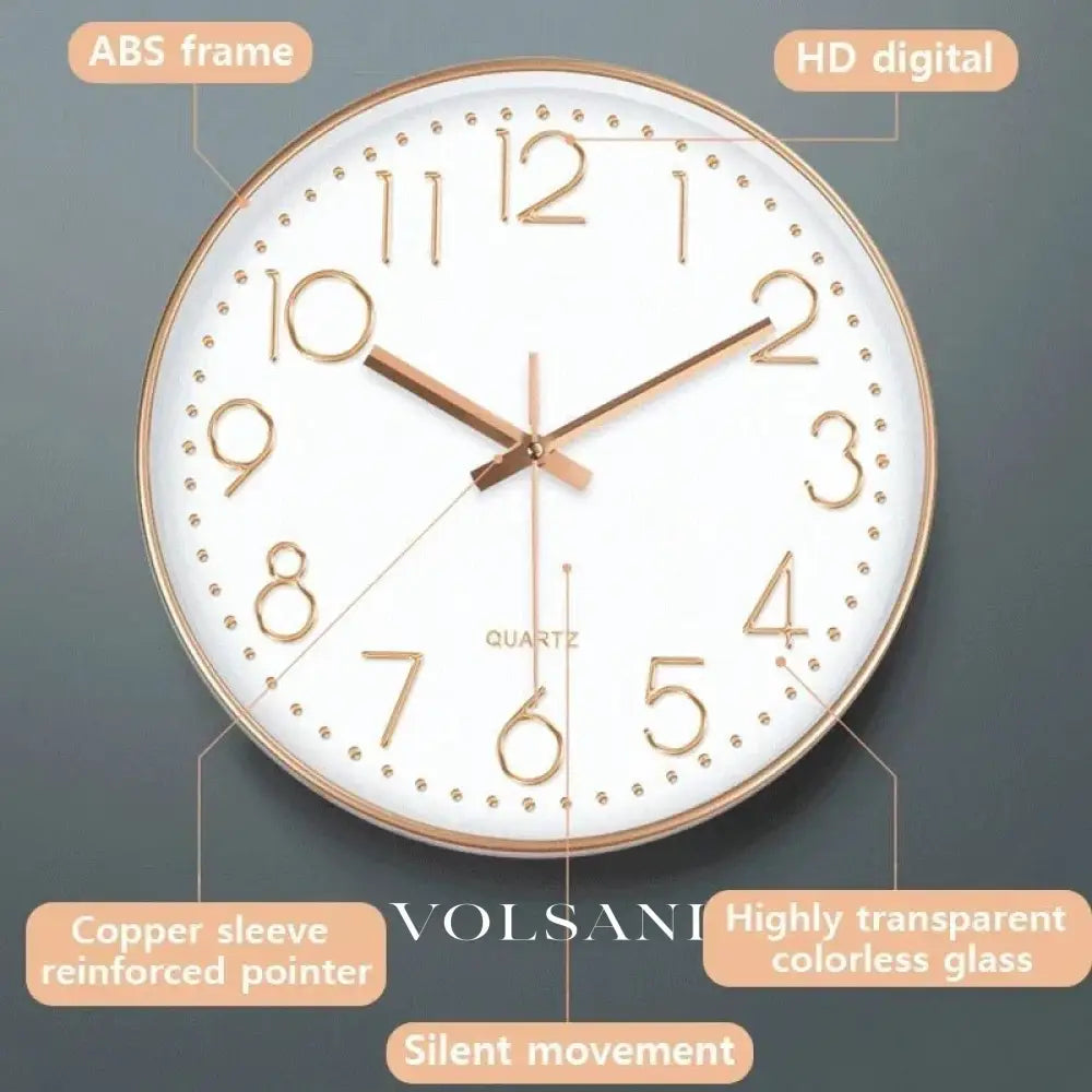 Minimalist Wall Clock with Clean Dial Nordic Living Room & Bedroom Clock Muted Quartz Movement 3 Colors 11.8in - Decor